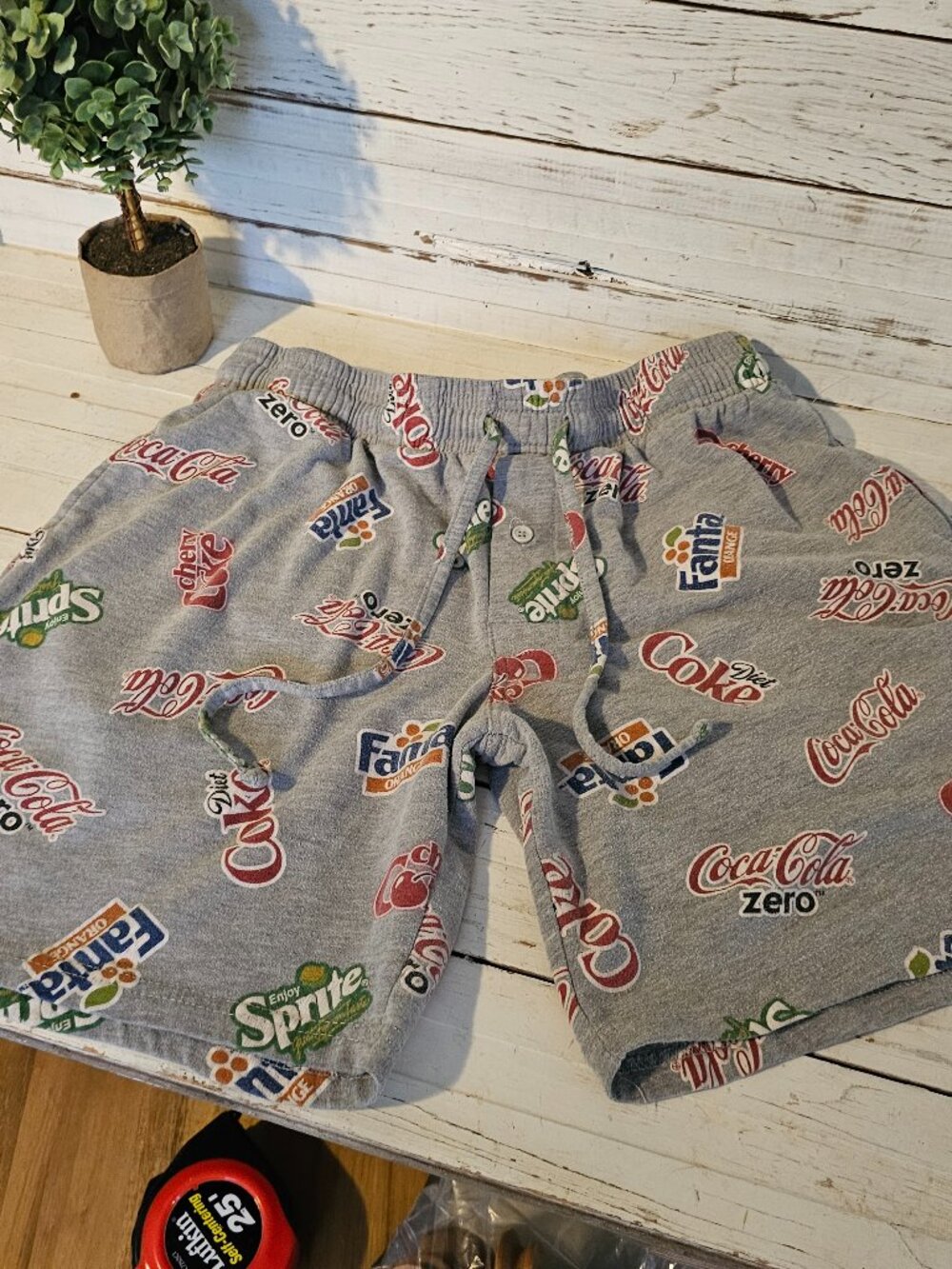 Coca Cola Coke Pajama Shorts Pants Sleep Mens Women M Cotton Lounge Sprite